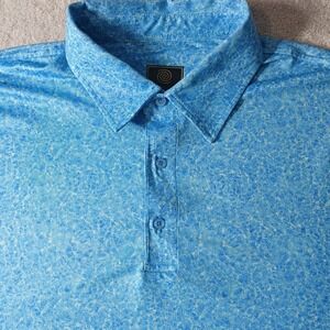 F/X Fusion Blue Water Ocean Abstract Print Performance Golf Polo Shirt Mens XLT
